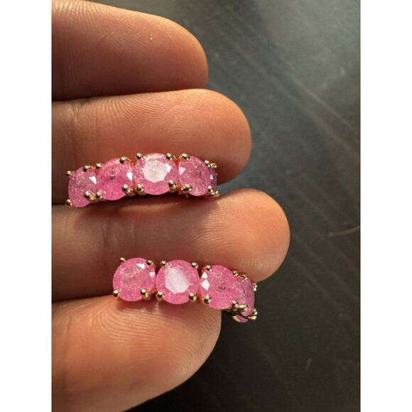 585 14K RG Rose Gold Stamped Frost Bubblegum Gemstone Stud Earrings - Picture 1 of 10